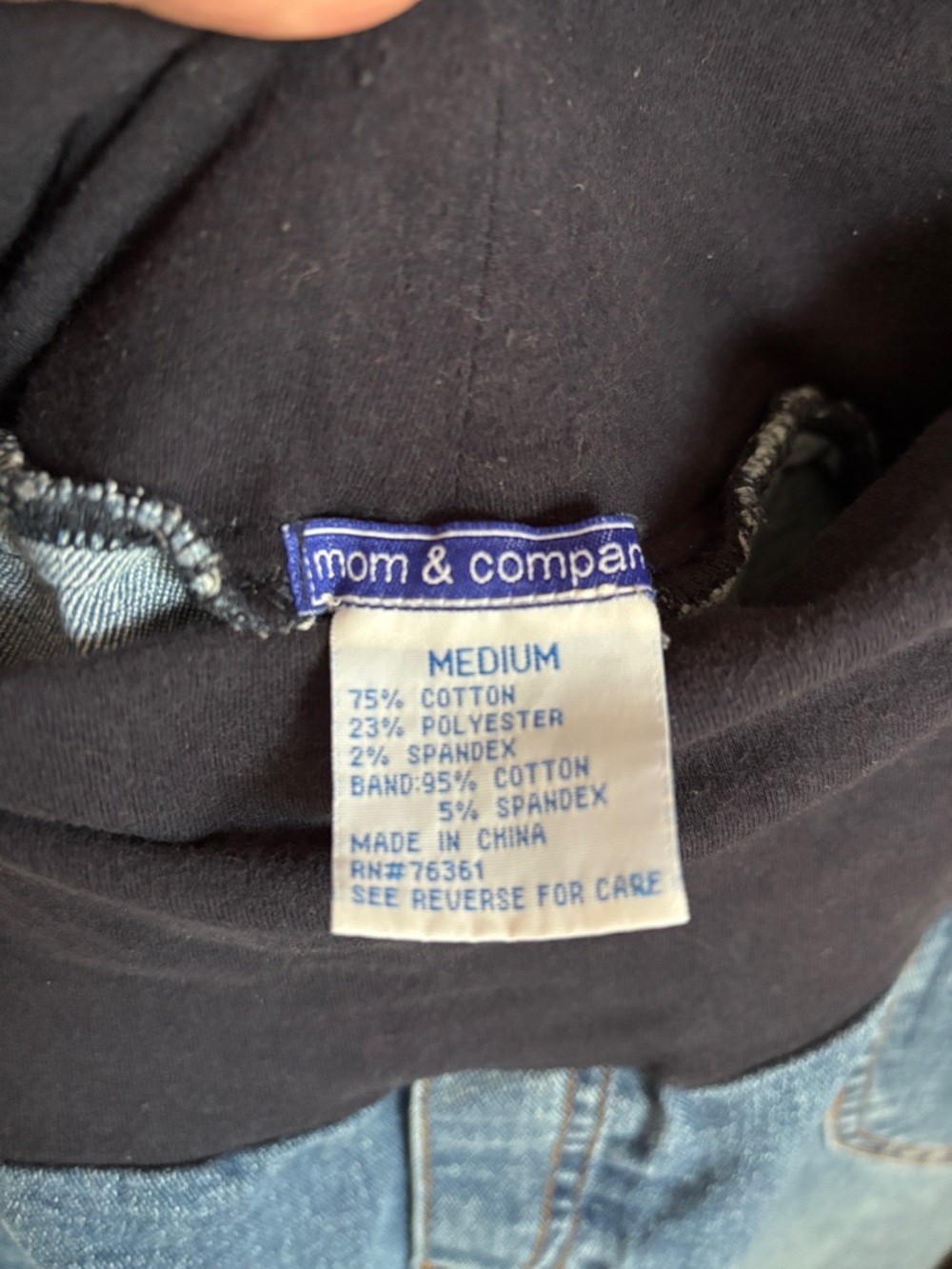 Blue Cropped Maternity Jeans with Navy Support Panel - Picture 2 of 5